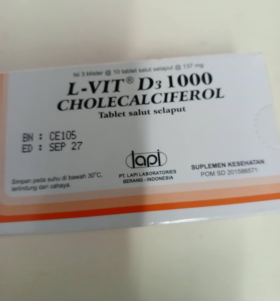 L-VIT D3 1000MG